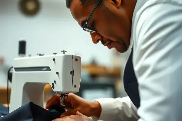 Tailor working on clothing alterations